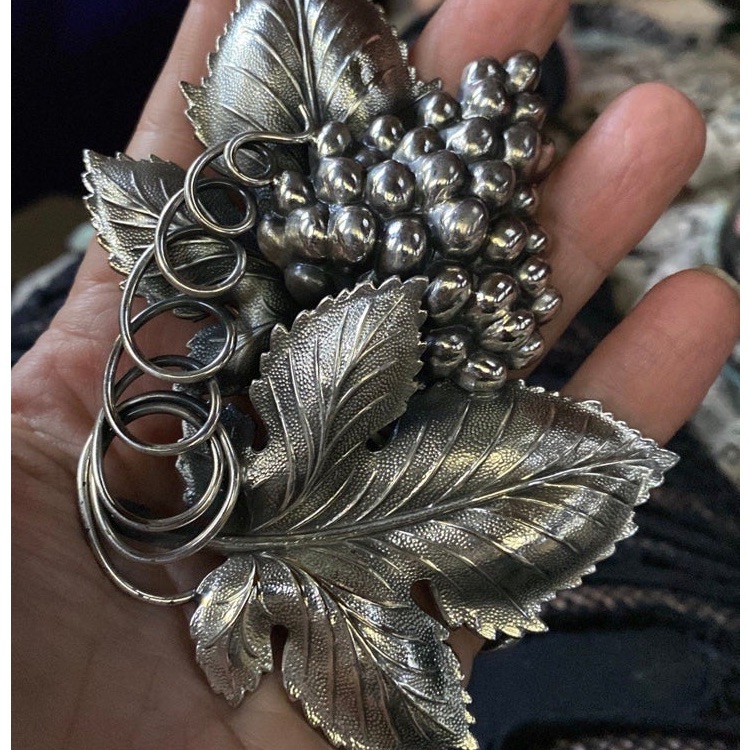 Napier "Danish Grape Leaf" Silver-Plated Brooch